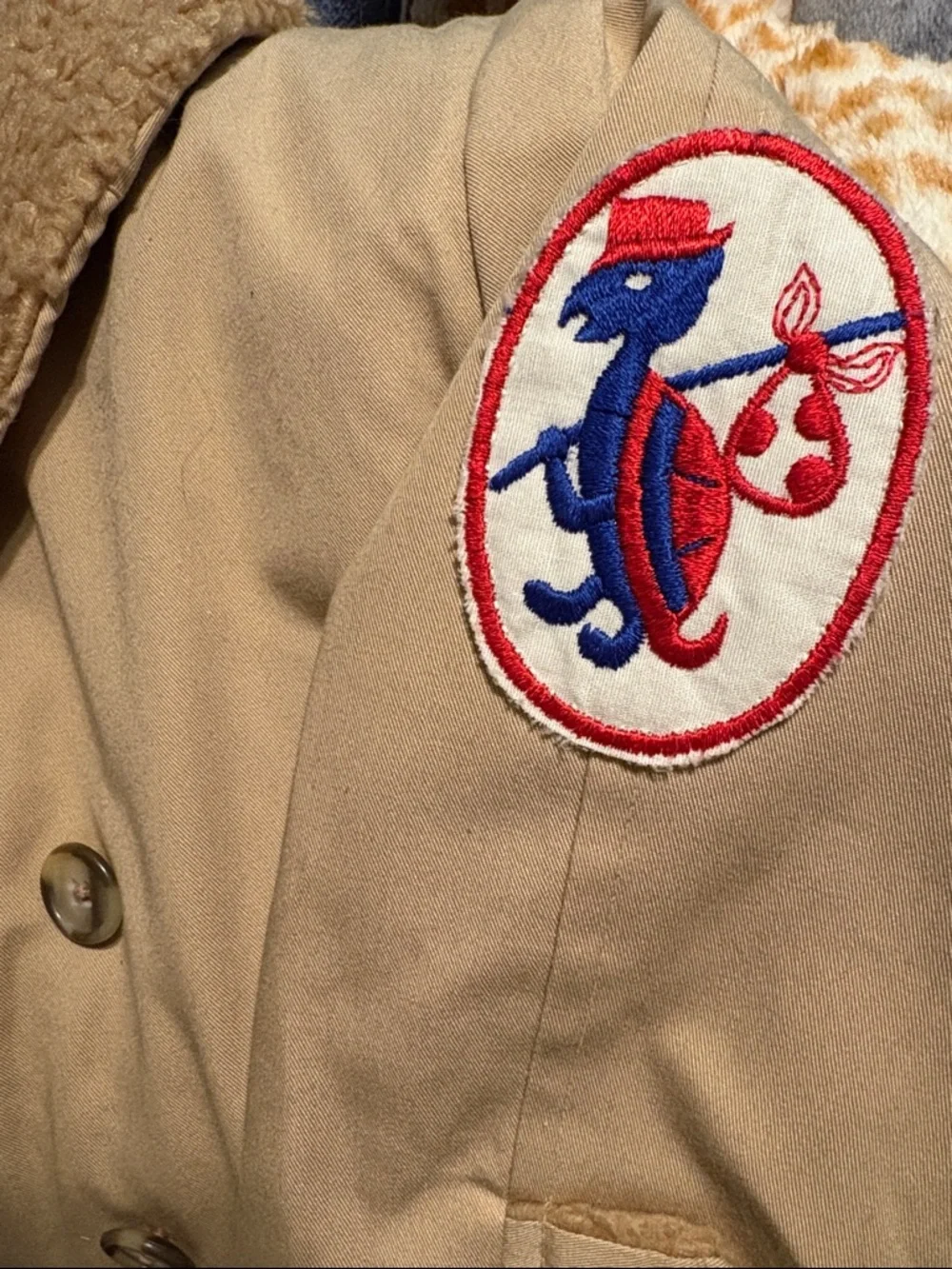 Vtg boys  1970’s Peacoat Tan Sherpa Lined Jacket size? 7/8 retro turtle vagabond